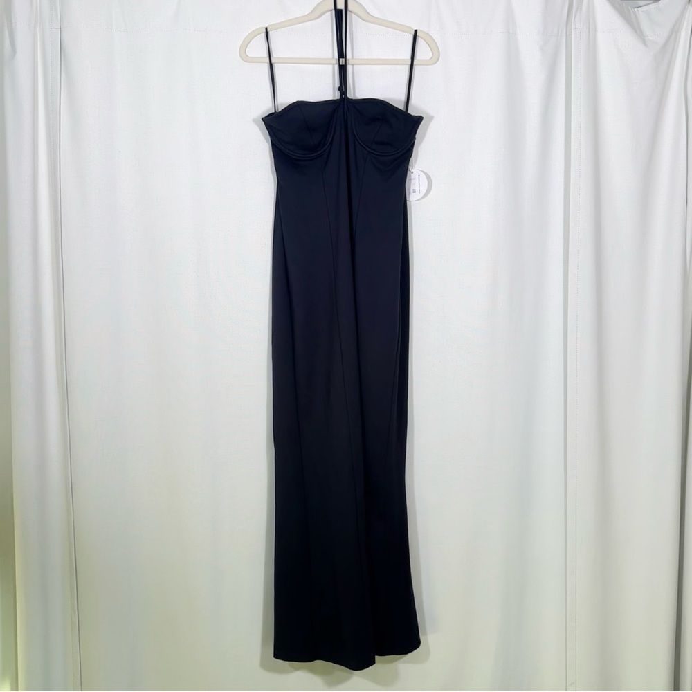 NWT Staud Bardot Black Halter Neck Keyhole Maxi Dress - Picture 3 of 9